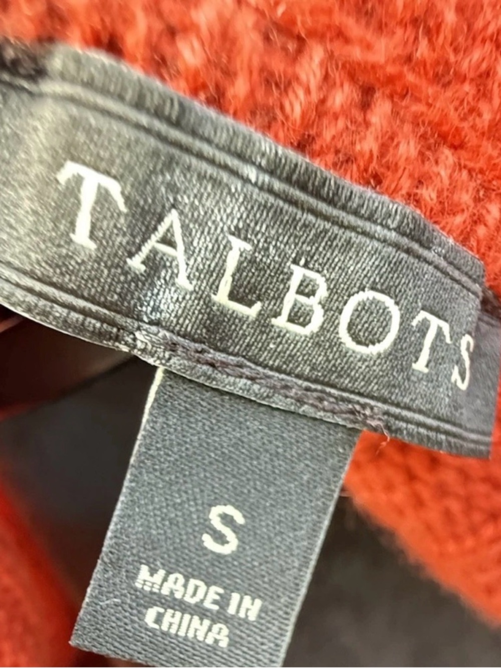 Talbots Rustic Orange Cable Knit Cardigan Buckle Shawl Collar Small - Picture 12 of 14